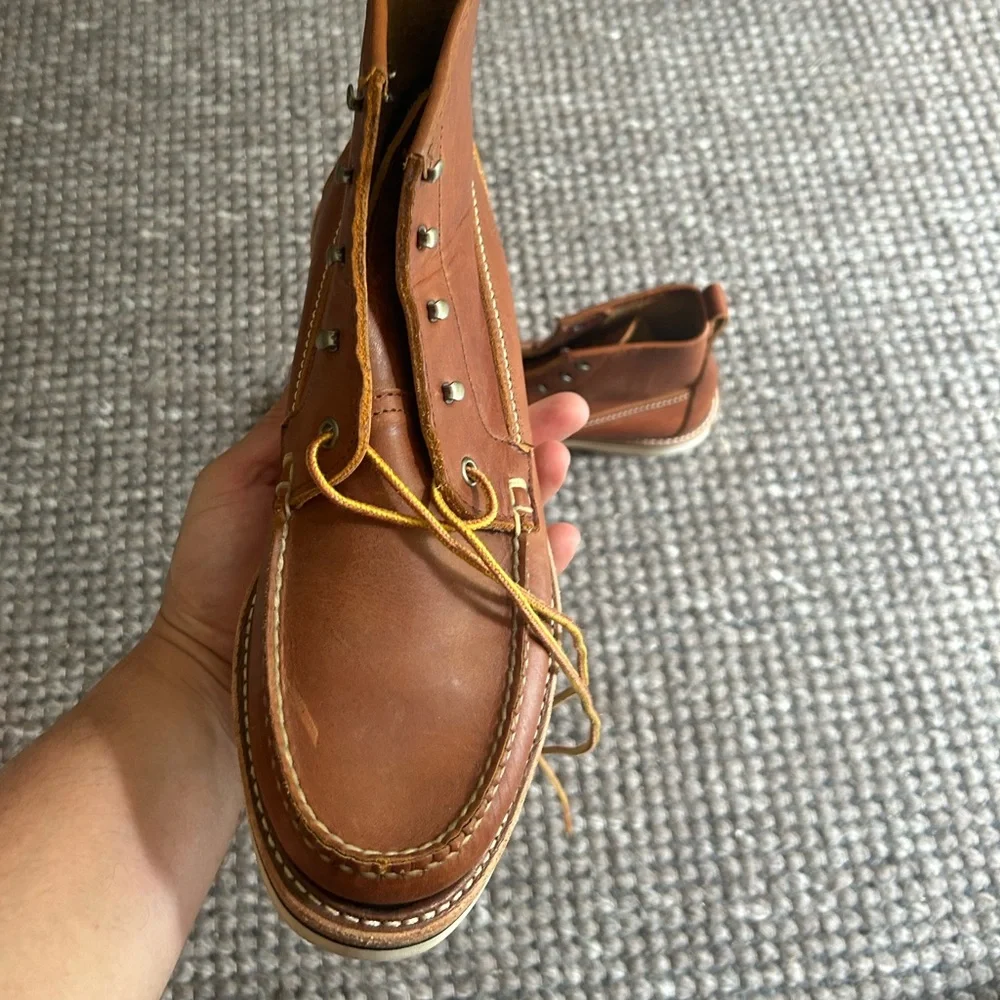 G.H. Bass & Co. Brown Leather Moc Toe Lace-Up Boots w/ Vibram soles